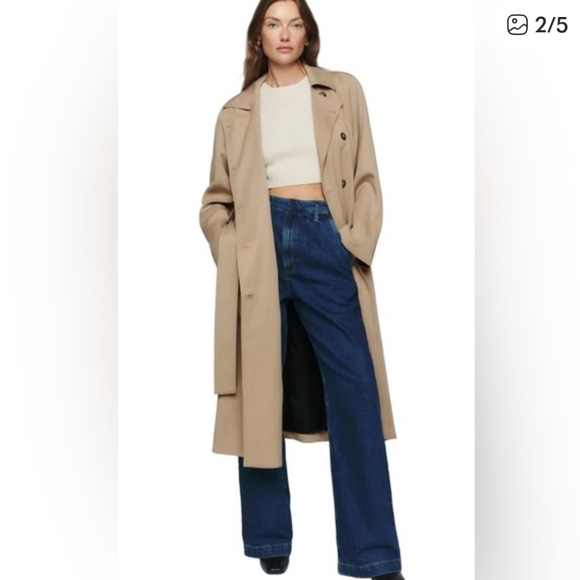 Reformation Kensington Trench Coat Khaki Size S - Picture 2 of 4